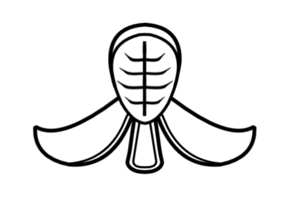 A refined line-art construction of the men shape: narrower and more teardrop-shaped, closer to the final mark's proportions.